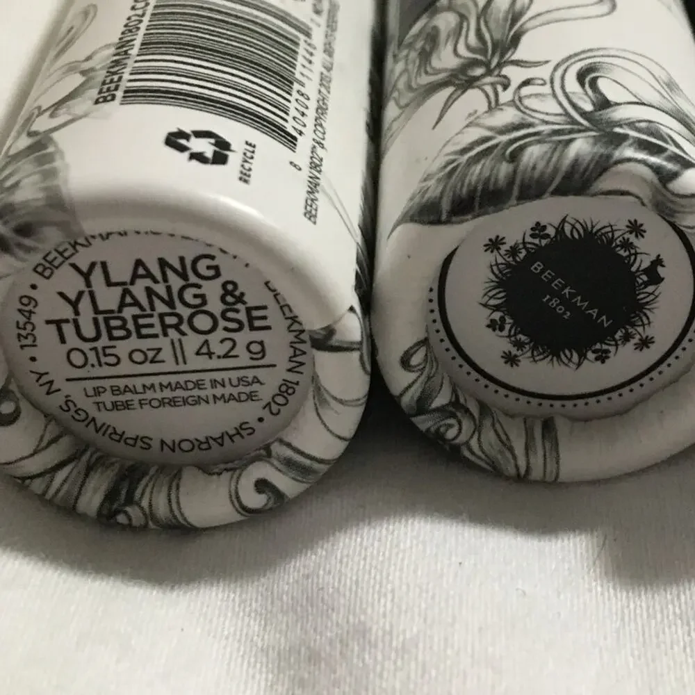 (2) Beekman 1802 Ylang Ylang & Tuberose Lip Balm .15 oz Goat Milk NEW IN BOX